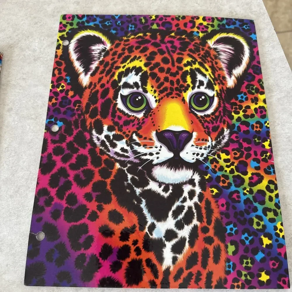 Lot Of 2 Lisa Frank folders Leopard Puppy Dog Ice Cream Treats 2014 Colorful ￼